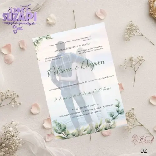 Convite de Casamento Verde Oliva com Foto Tam A5