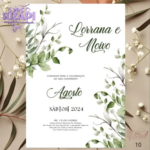 Convite de Casamento Verde Oliva Exclusivo