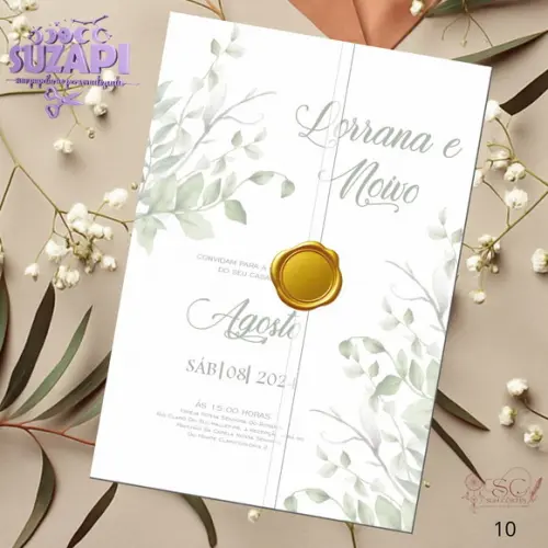 Convite de Casamento Verde Oliva Exclusivo
