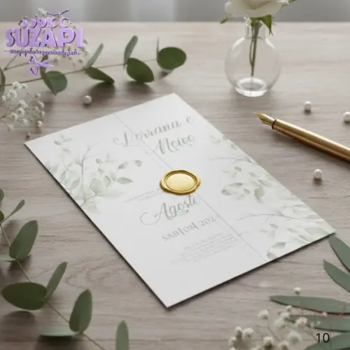 Convite de Casamento Verde Oliva Exclusivo