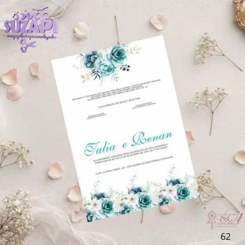 Convite de Casamento Verde Tifanny Tam A5
