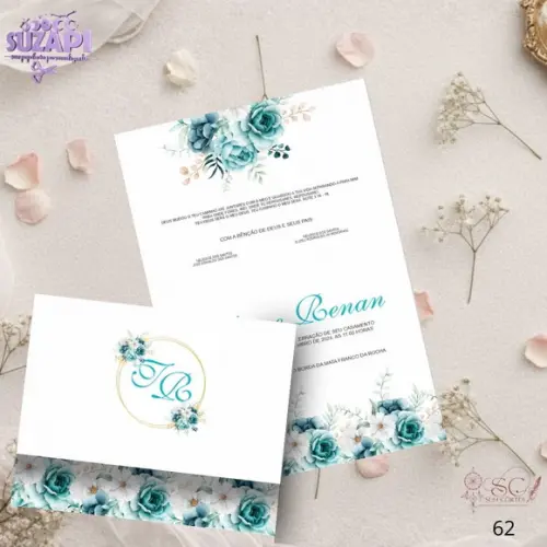 Convite de Casamento Verde Tifanny Tam A5