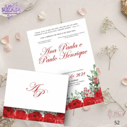 Convite de Casamento Vermelho Tam A5