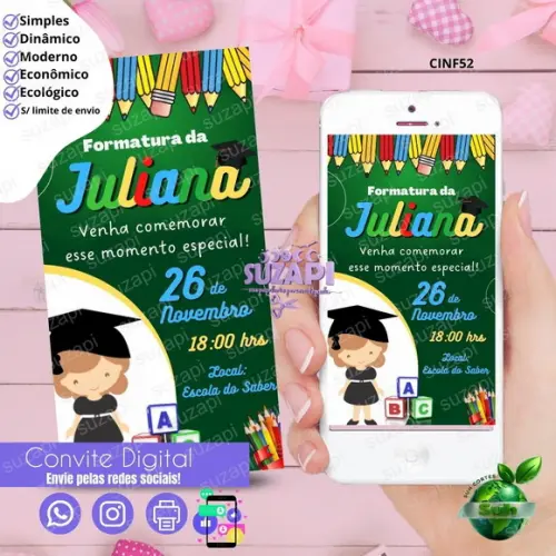 Convite Formatura Digital Virtual Whatsapp