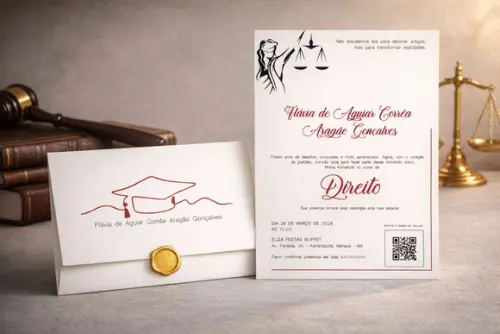 Convite Formatura de Direito (com Lacre de Cera) Cd 01