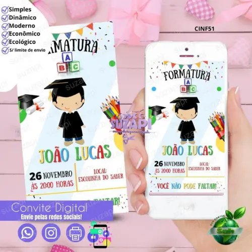 Convite Formatura Digital Virtual Whatsapp