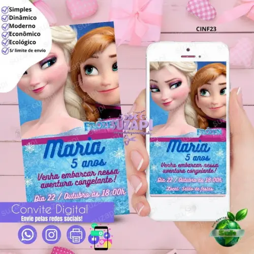Convite Frozen 2 Digital Virtual Whatsapp