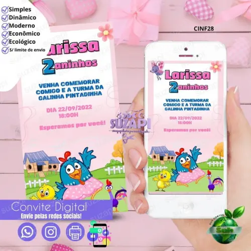 Convite Galinha Pintadinha 2 Digital Virtual Whatsapp