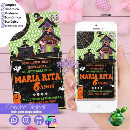 Convite Halloween Digital Virtual Whatsapp