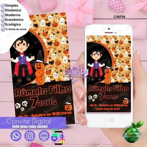 Convite Halloween Digital Virtual Whatsapp