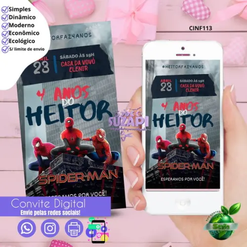 Convite Homem Aranha 3 Digital Virtual Whatsapp