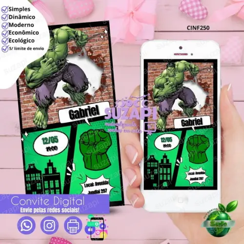 Convite Hulk Digital Virtual Whatsapp