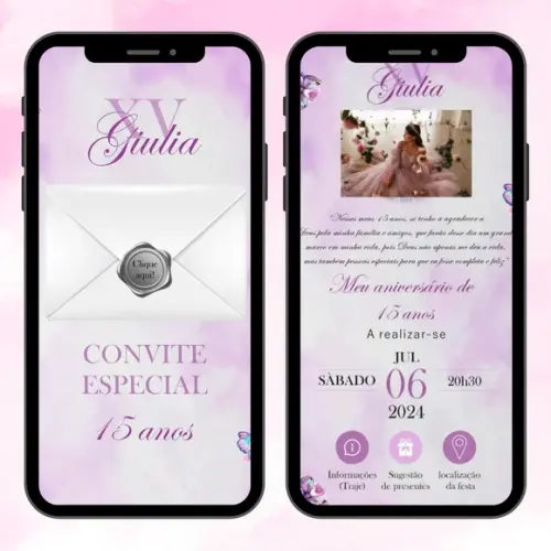 Convite Interativo Convite Classico Lilás Lavanda + Brinde