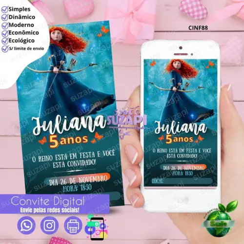 Convite Merida Valente 2 Digital Virtual Whatsapp