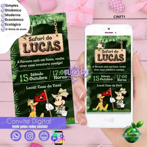 Convite Mickey Digital Virtual Whatsapp