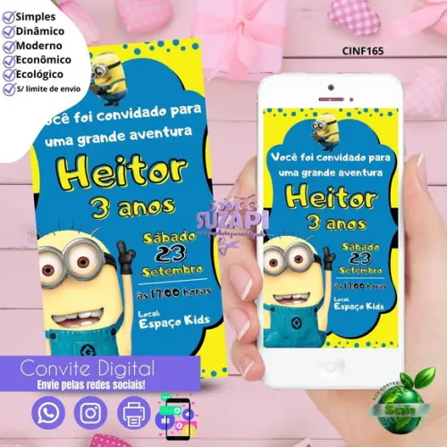 Convite Mínimos Digital Virtual Whatsapp