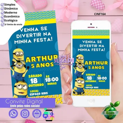 Convite Mínimos Digital Virtual Whatsapp