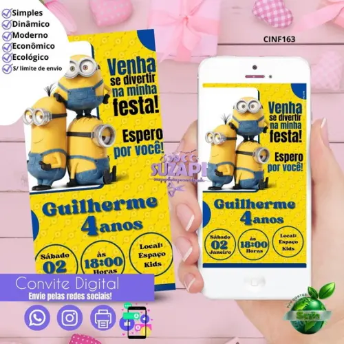 Convite Mínimos Digital Virtual Whatsapp