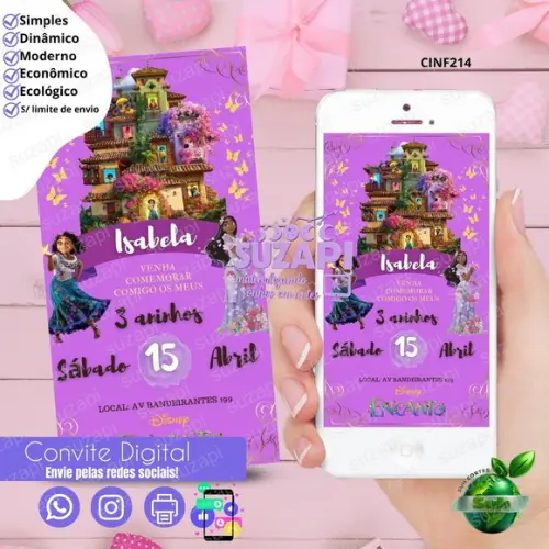 Convite Mirabel Madrigal Encanto Digital Virtual Whatsapp