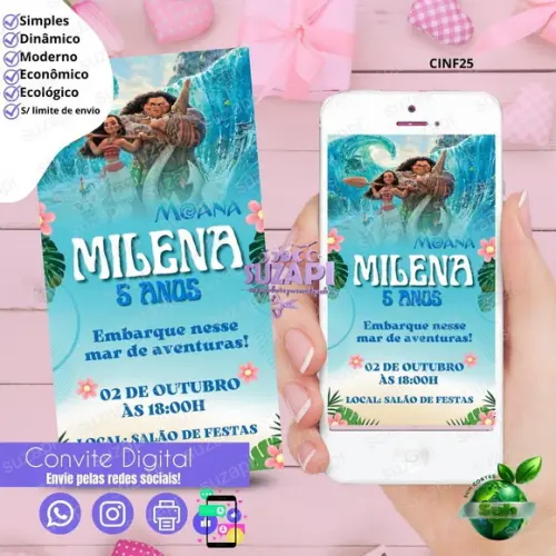 Convite Moana Digital Virtual Whatsapp