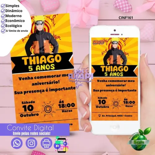 Convite Naruto Digital Virtual Whatsapp
