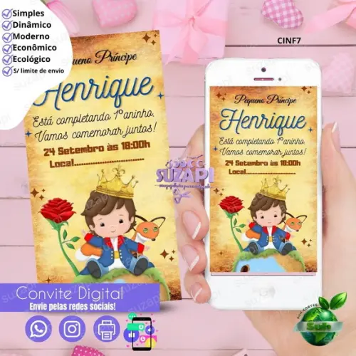 Convite Pequeno Príncipe Digital Virtual Whatsapp