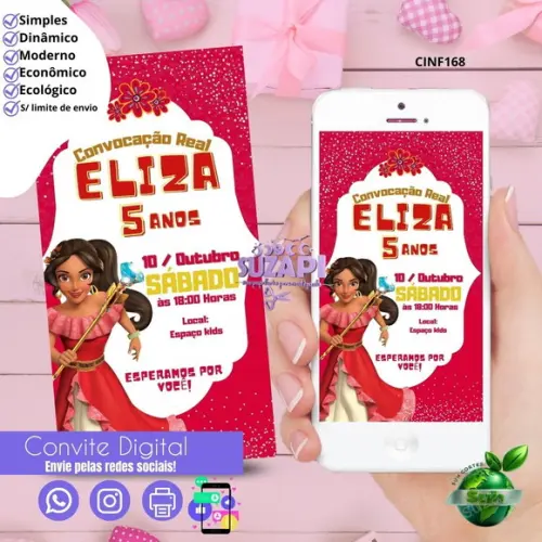 Convite Princesa Elena de Avalor Digital Virtual Whatsapp
