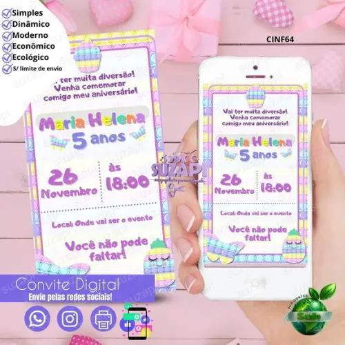 Convite Pop It Digital Virtual Whatsapp