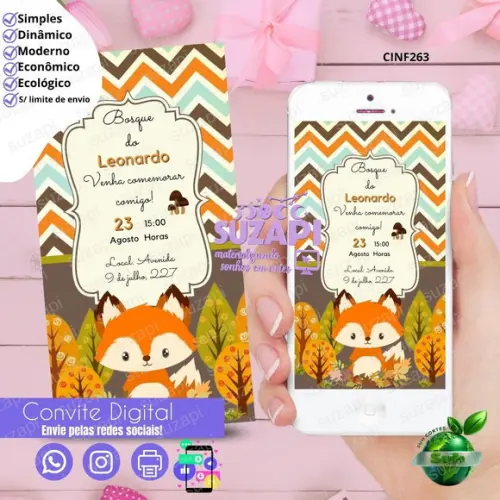 Convite Raposinha Digital Virtual Whatsapp