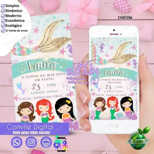 Convite Sereias Digital Virtual Whatsapp
