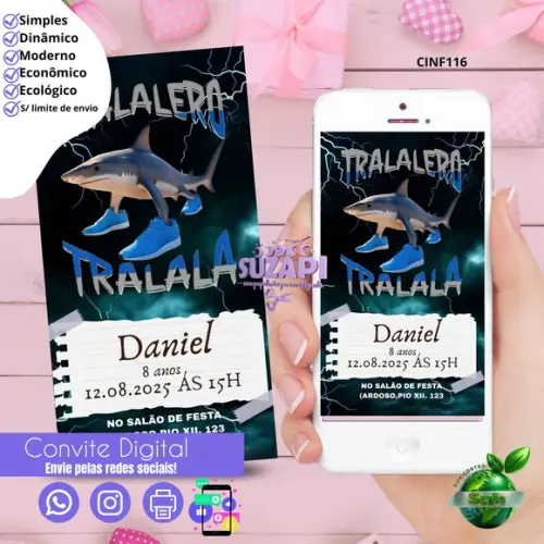 Convite Tralalero Tralala Digital Virtual Whatsapp