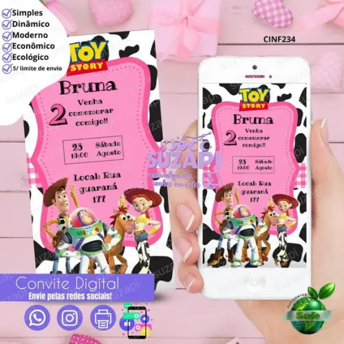 Convite Toy Story Digital Virtual Whatsapp