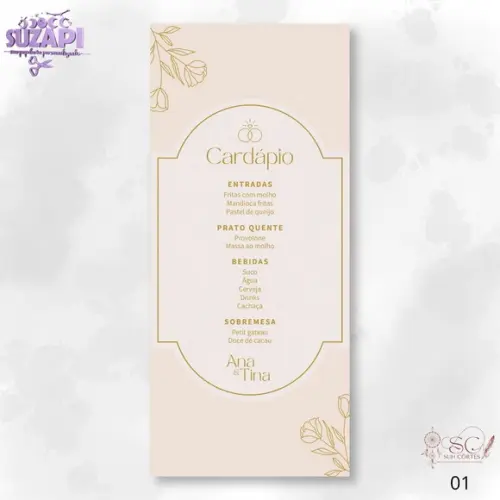 Menu Dourado 10x29cm