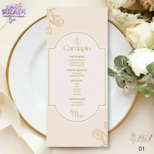 Menu Dourado 10x29cm