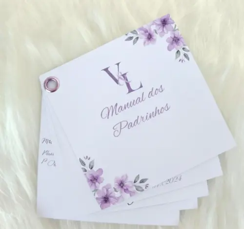 Manual dos Padrinhos 6 Cartões - Lavanda - Lilás Cd02