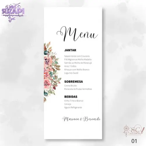 Menu Floral 10x29cm