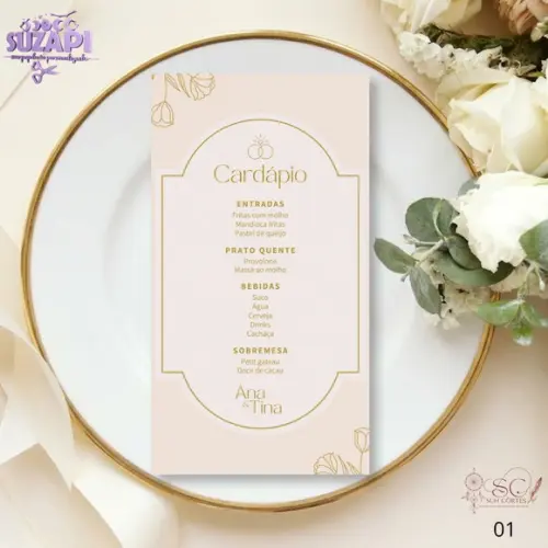 Menu Dourado 9,5x21cm