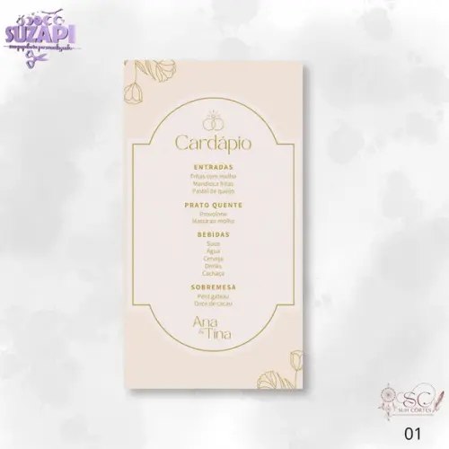 Menu Dourado 9,5x21cm
