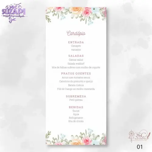 Menu Floral Candy 10x29cm
