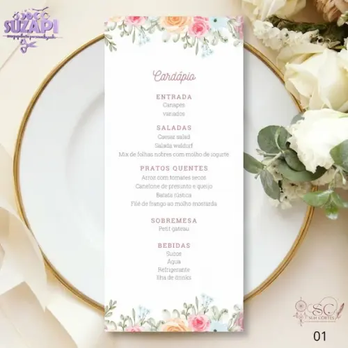 Menu Floral Candy 10x29cm