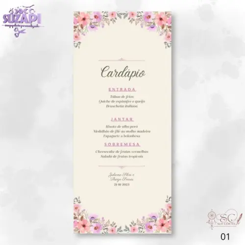 Menu Floral Colorido 10x29cm