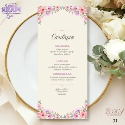 Menu Floral Colorido 10x29cm