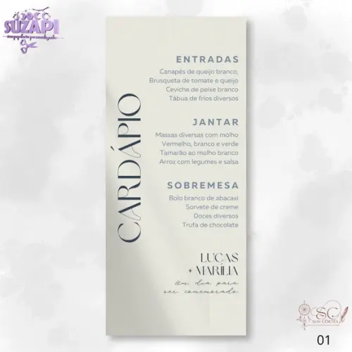 Menu Minimalista 10x29cm