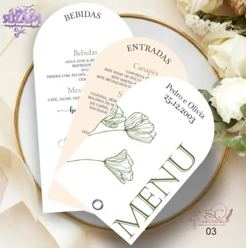Menu Verde Oliva Luxo 3 Paginas