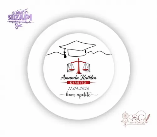 Sousplat Personalizado Formatura de Direito 29x29 cm