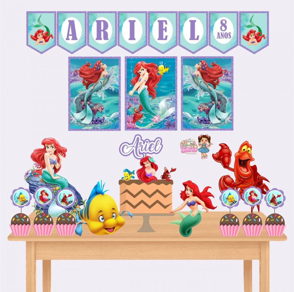Kit Festa só um Bolinho Sereia Ariel - Decoração de aniversár