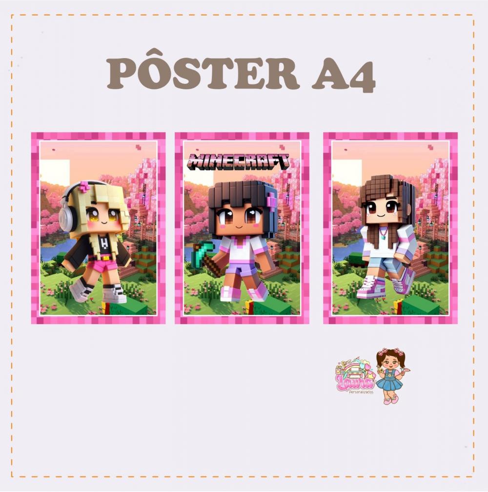 Kit Festa só um Bolinho Minecraft Menina - Decoração de aniver