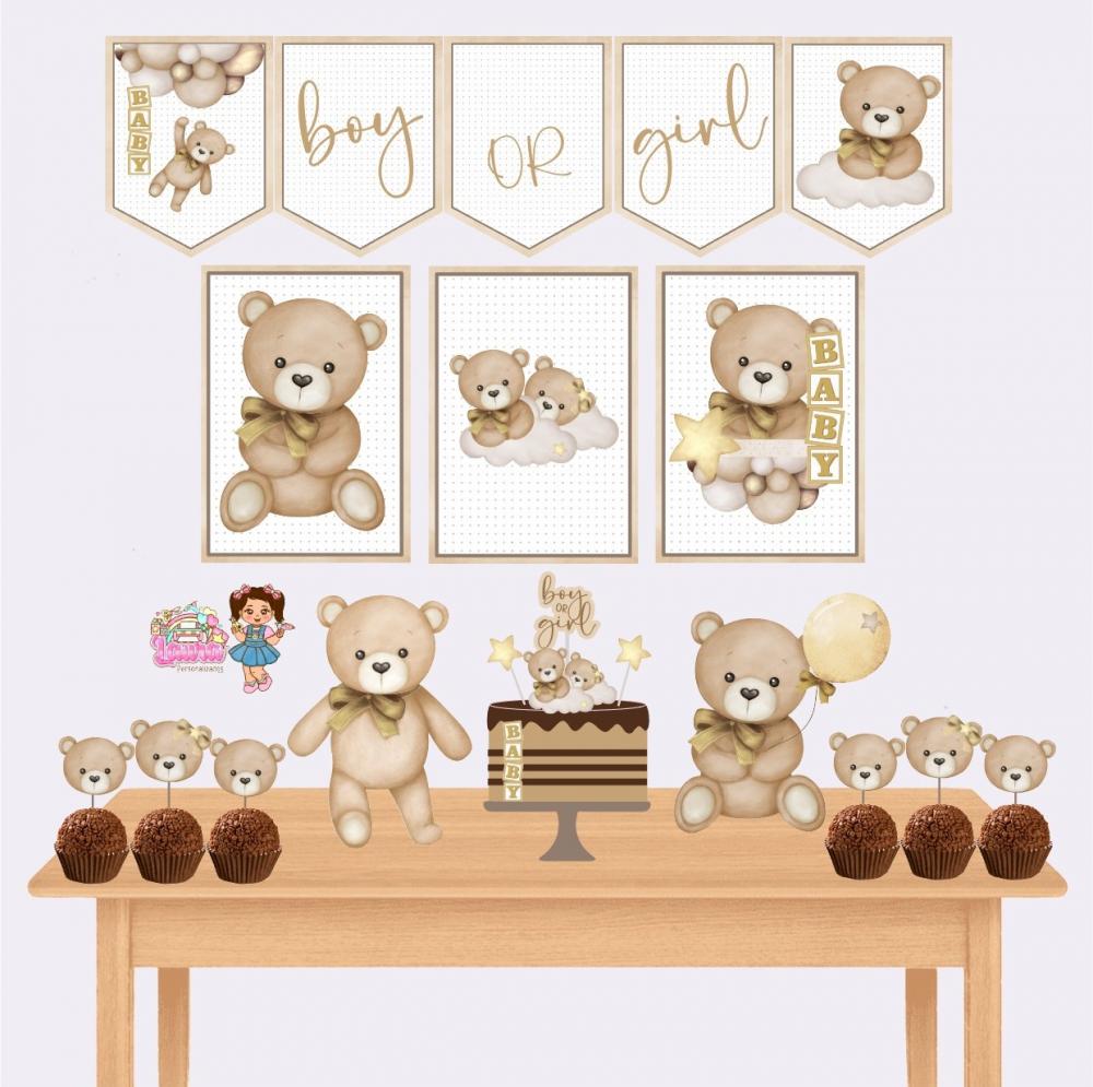 Kit Festa só um Bolinho Ursinho Neutro - Decoração de anivers?