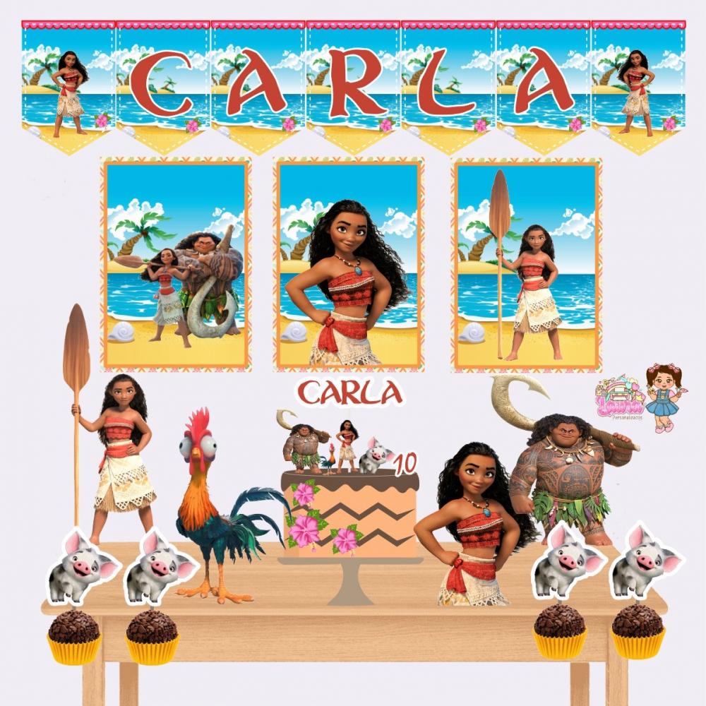 Kit Festa só um Bolinho Moana - Decoração de aniversário - Fe