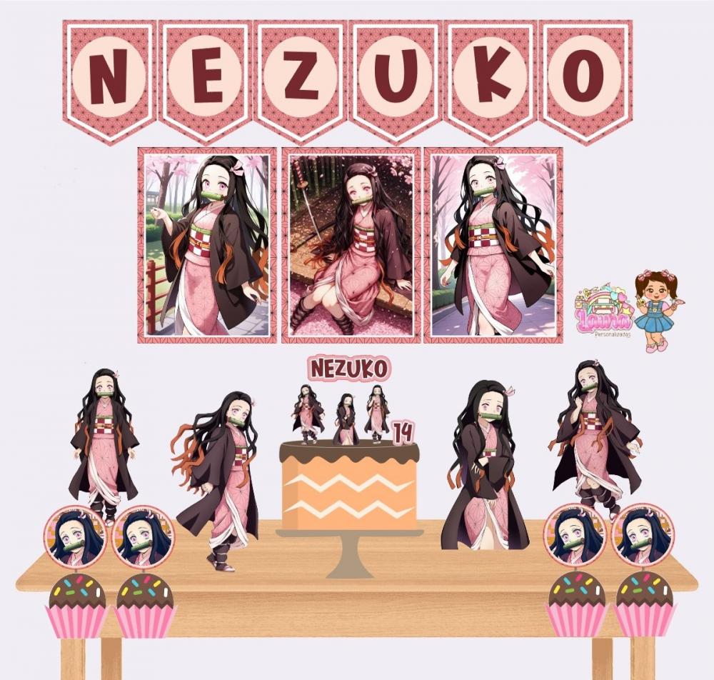 Kit Festa só um Bolinho Nezuko - Decoração de Aniversário - F